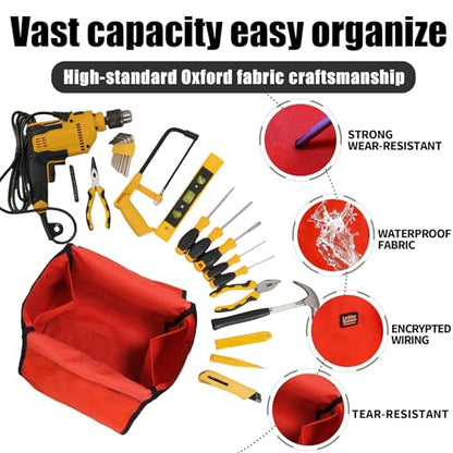 KVI Folding Ladder Tool Tray Bag, Fit A Frame Telescoping Extension Stepladder, No Need Repeated Up-Down Climbs Red - color: Standard Capacity