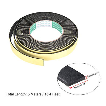 uxcell Sealing Foam Tape 20mm Wide 2mm Thick 5m/16.4ft Long, Self Adhesive Weather Strip for Window Door Insulation - size: 20mmx2mmx5m