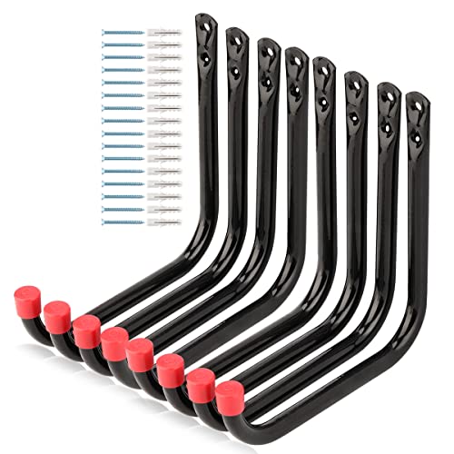 8 Pack Heavy Duty Garage Storage Utility Hooks, 6.7Inch Wall Hangers Ladder Hooks for Garden Tool, Bike, Chair, Hose, Outdoor or Indoor 6.7 x 6.7 x 0.5 inches
