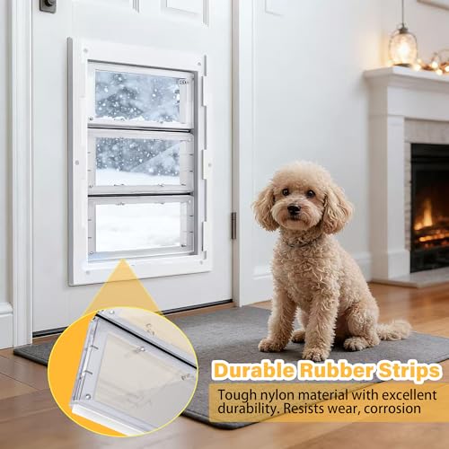 304 Stainless Steel Rod & 4Pcs Replacement Rubber Strips Compatible with Ideal Pet Products Air Seal Pet Door 10.25" x 15.75" Flap （Large） - size: Extra Large with rod