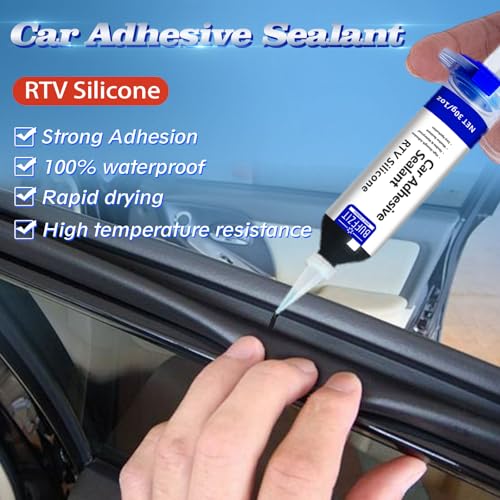 RTV Silicone Adhesive Sealant – 100% Silicone Waterproof Caulk, Strong Bond, Shrink & Crack Proof – Automotive Gaskets, Engine, Sunroof, Headlights, Windows & Home Repairs (Black, 30g/1oz) - color: Black