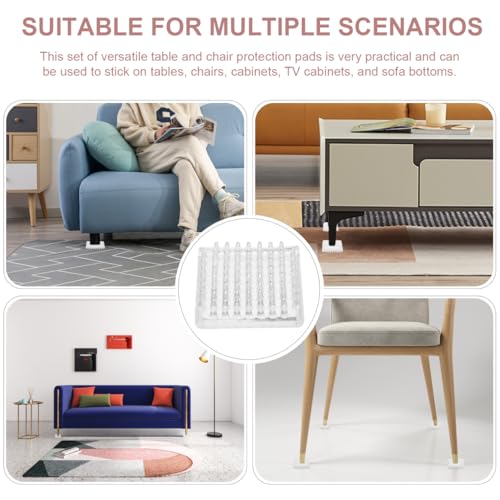 POPETPOP Furniture Grippers Chair Leg Anti-Slip Pads 4 Pack Non-Skid Floor Protectors for Hardwood Floors Sofa Table Cabinet Furniture Feet Pads 2.16X2.16X0.59 Inch