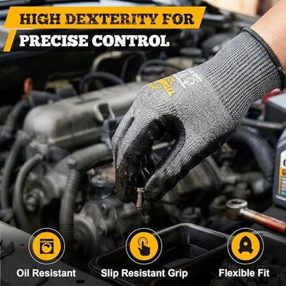 TitanFlex Cut Resistant Gloves ANSI A5, Work Gloves with Sandy Nitrile Grip,Grey - size: X-Large