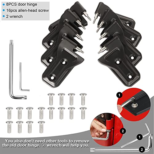 for Jeep JL Door Hinges 8Pcs Heavy Duty Black Aluminum Alloy Door Hinge Kit Replacement w/Pins Screws Tools for Jeep Wrangler JL JLU Gladiator JT 2018-2026 - size: for Jeep JL (8Pcs)