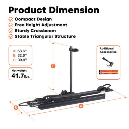 CRAVOT CyberRack E1 Ebike Rack, 100 lbs Capacity Foldable Bike Racks for Tow Hitch Heavy Electric Bike Carrier for 1 E-Bike, Up to 5-inch Fat Tire 2'' Receiver w/Lock - style: E1-25-100lbs