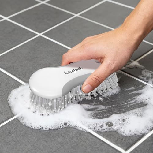 SetSail Multi-Purpose Scrub Brush of 2 Pack, Stiff Bristles Cleaning Brush with Non-Slip Grip Heavy Duty Scrub Brushes for Cleaning Bathroom Kitchen Tile Bathtub Sink, Grey - color: Gray