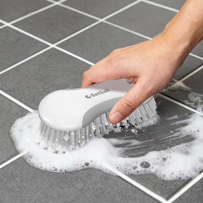 SetSail Multi-Purpose Scrub Brush of 2 Pack, Stiff Bristles Cleaning Brush with Non-Slip Grip Heavy Duty Scrub Brushes for Cleaning Bathroom Kitchen Tile Bathtub Sink, Grey - color: Gray