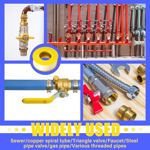 Pangda 8 Rolls Extra-Wide 3/4 Inch 390 Inch x 4 Mil Gas Pipe Thread Sealant Tape Yellow Gas Line PTFE Tape Thread Seal Tape Plumbers Pipe High Resistance Gas Leak Prevention for Gas Fittings - size: 3/4 inch