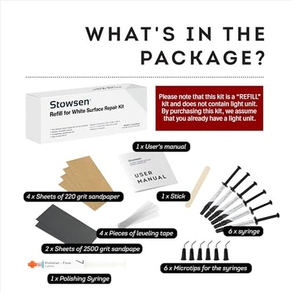 Refill for White Surface Repair Kit - Fix Chips & Defects in Minutes | Restore Tiles Bathroom Fixtures and Countertops with Ease | for Porcelain Fiberglass Corian Acrylic Ceramic Enameled and More - style: White, Clear, Black, Acrylic