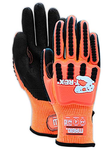 MAGID T-REX Flex Series ANSI A4 Knit Impact Glove with Latex Palm, 12 Pairs, Size 8/Medium (TRX569) - size: 8/M, style: 12 Pairs
