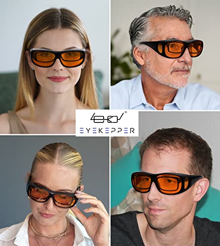 Eyekepper 100% Blue Light Blocking Fit Over Glasses for Improve Sleep, Blue Light Glasses for Women Men Nighttime, Computer Protection Eyewear - color: 1806-black-100% Blue Light Blocking