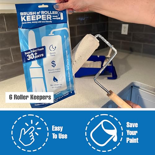 Touch Up Cup Painting Kit - Includes 6 Paint Storage Containers, 1 Painters Tarp, 1 Paint Roller Cleaner Tool, 6 Brush 'n Roller Keepers, As Seen On Shark Tank Products - style: 6Cup + 1Tarp + 1RollSave & 6BrRollKeep