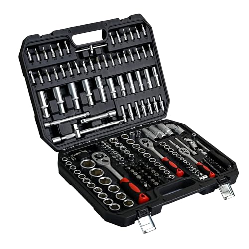 【LuckyNote】Tool Set - Socket and Ratchet Wrench Toolbox, 171pcs Tool Box, Universal Home Car Repair Tool Set, Perfect for Homeowners, DIY Enthusiasts, and Mechanics,17.91x13.58x3.74 Inch - style: 171pcs