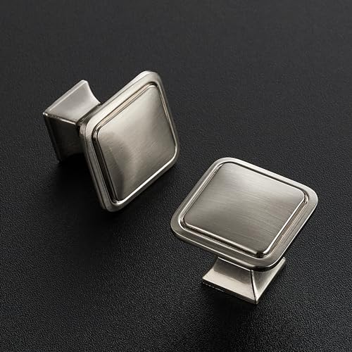 Ravinte 30 Pack Solid Single Hole Square Foot Cabinet Arch Knobs Kitchen Brushed Nickle Knobs Silver Drawer Pulls Kitchen Cabinet Hardware Pulls for Cupboard Handles - color: Brushed Nickel