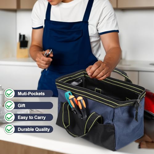 3 Pack Wide Mouth Tool Bag, 13 Inch Waterproof Power Tools Organizer Heavy Duty Drill Bag Electrician Tool Tote for Professionals, Construction Electricians Carpenter and DIY Enthusiasts
