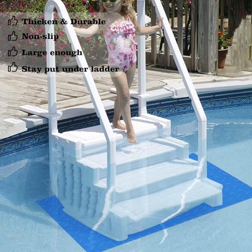 36x36in Swimming Pool Ladder Mat Protective Swimming Pool Step Pad for Above Ground Swimming Pool Ladder Pad Vinyl Non-Slip Pool Liner - size: 36x36 inches