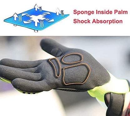 Anti-Vibration Heavy Duty Safety Work Gloves,Cut Resistant Safety Anti Impact Gloves,Excellent Grip. - size: Medium