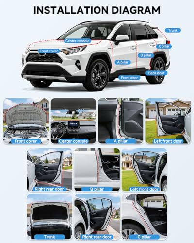 BIOOICHWeather Stripping Door Seal for Toyota RAV4 2019-2025, Rubber Seal Weather Strip Kit, Soundproof Noise Insulation Dustproof for Front/Rear Trunk A-Pillar B-Pillar Front/Rear Door (10-Pack) - size: for Toyota 2019–2025 RAV4
