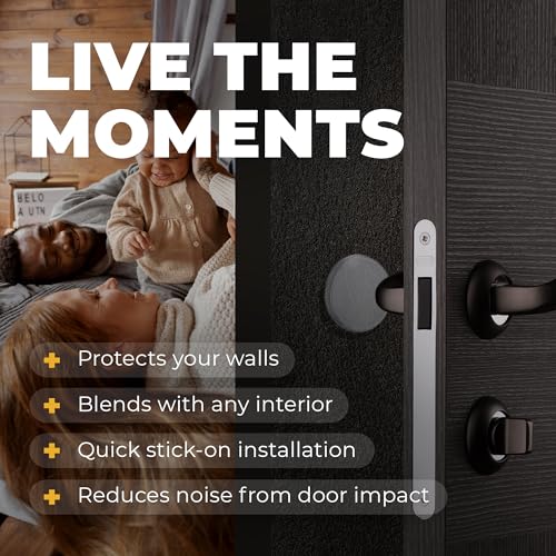 Large 2" Door Knob Wall Protectors – 6 Clear Self-Adhesive Silicone Bumper Pads in Hemispherical Shape – Noise Dampening Wall & Furniture Guards by VELLAX - style: Hemispherical Pads