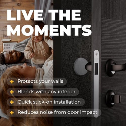 Large 2" Door Knob Wall Protectors – 6 Clear Self-Adhesive Silicone Bumper Pads in Hemispherical Shape – Noise Dampening Wall & Furniture Guards by VELLAX - style: Hemispherical Pads