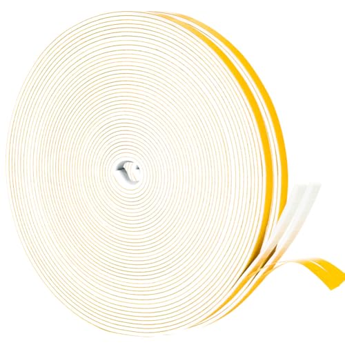 Yotache White Thin Weather Stripping 1/4" x1/16, Foam Gasket Seal Tape for Window, Sliding Door Jamb, Speaker, Dashboard, Total 65 Feet Long (2 X 33 Ft Each) - size: 1/4"x1/16"x65FT