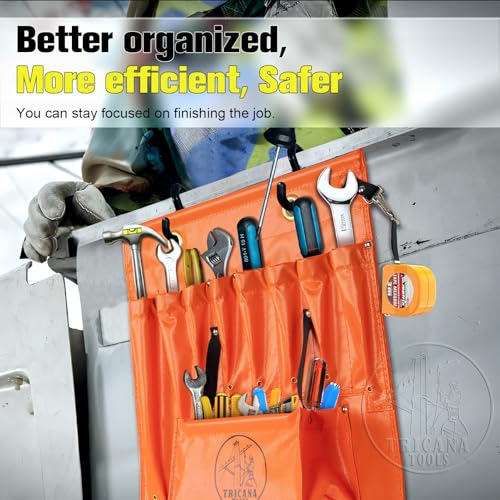 Lineman Tool Board, Aerial Apron, Bucket Truck Tools Organizer with Over 16 Pockets, Tool Organizer for Bucket Trucks and Lineman, Includes Two 2” Bucket Hooks - size: 8 Pockets