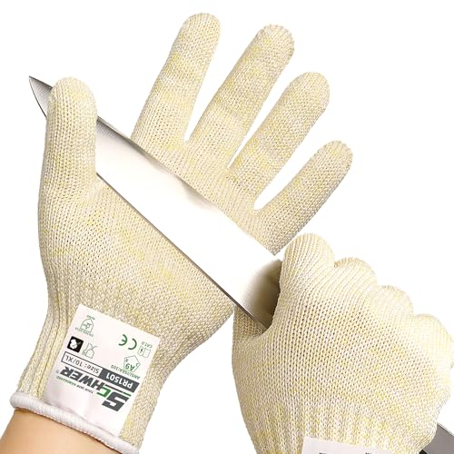 Schwer SlicePro ANSI A9 Cut Resistant Gloves, Food Grade Cutting Gloves for Kitchen Food Prep, Mandoline Gloves for Meat Cutting, Oyster Shucking, Fish Fillet Processing, PR1501, XL - color: Beige, size: X-Large
