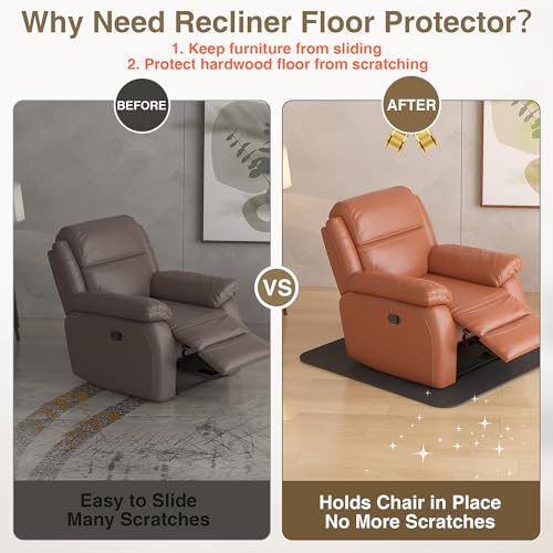 Non Slip Recliner Pads For Hardwood Floors, Recliner Floor Protector Keep Recliner From Sliding, Recliner Slide Stoppers, Under Recliner Mat, Furniture Pad For Recliner, Recliner Gripper,Recliner Grip - size: Square-BLack
