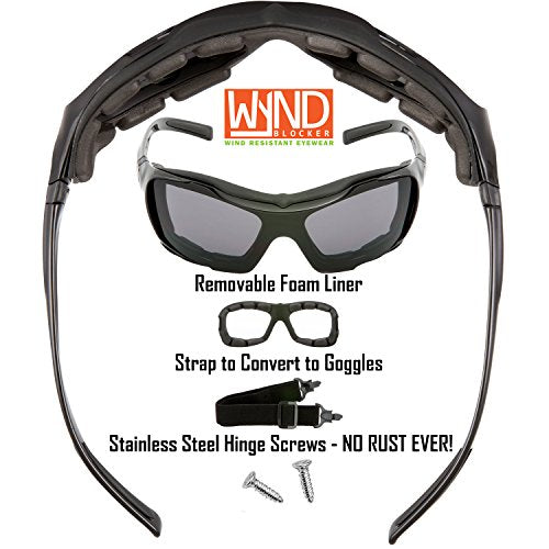 Large Motorcycle Riding Glasses Extreme Sports Wrap Sunglasses - color: Black | Smoke