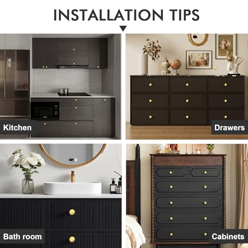 POZEAN Cabinet Knobs Brushed Nickel 10 Pack Cabinet Handles Drawer Knobs Solid Knobs Gold with Screws for Dresser Drawer Cabinet Cupboard - Modern Kitchen, Bedroom and Bathroom Hardware,Gold - color: Gold, size: 10 Pack