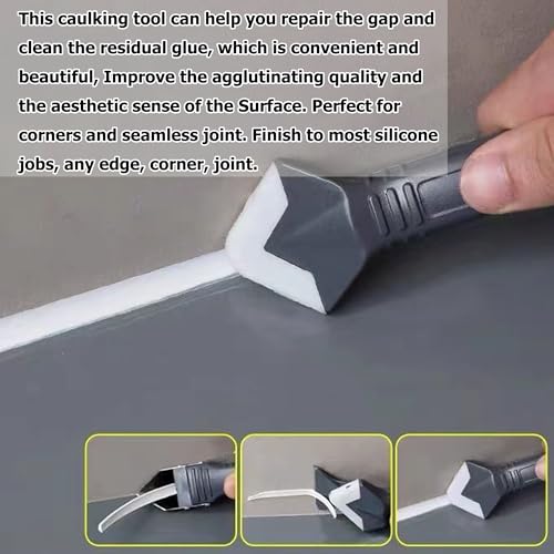 Caulk Gun, Caulking Tool Kit and Caulk Remover,Sealant Finishing Tool Grout Scraper,Great Silicone Gun Tools for 10oz Caulk tubes, Trigger Comfort Grip and Iron Smooth Rod 8:1 Thrust Ratio