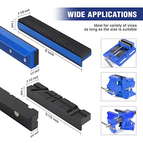 WORKPRO 2-Pair Vise Jaw Pads 6 inch & 5.5 inch, Magnetic Vice Jaw Covers Protectors, 5-1/2 inch Multi-Groove Jaw Pads and 6 inch Aluminum Pads Set - style: 5.5"+6"