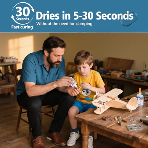 Super Glue for Woodwork with Anti Clog Cap. 6 x 1 fl oz,CA Glue - Clear Adhesive Cyanoacrylate Glue for Furniture, Garden, Crafts, DIY, Metal to Wood, Quick Dry - style: Wood-Glue