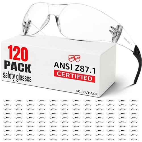 ANSI Z87.1 Clear Safety Glasses Bulk 120 pack, Safety Glasses for men and women, Scratch&Impact-Resistant Clear Protective Glasses for construction, lab, in-/outdoor work - color: 120pcs-clear