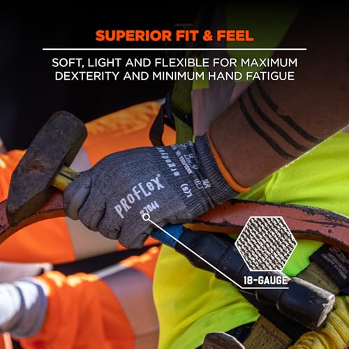 Ergodyne ProFlex 7044 Cut Resistant Work Gloves, ANSI A4, PU Coated Palms for Flexible No Slip Grip. Superior Fit and Feel - size: Small
