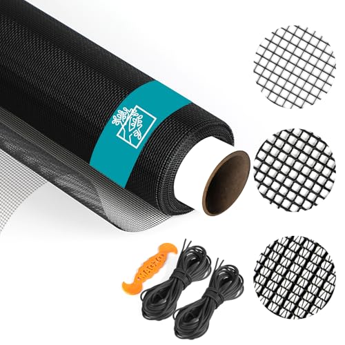 Window Screen,20x22Mesh High Visibility Window Screen Mesh Roll,37.4IN x 16.4FT Polyester Screen Replacement Repair Kit for Window, Door,Patio,Porch - size: 20x22 Mesh