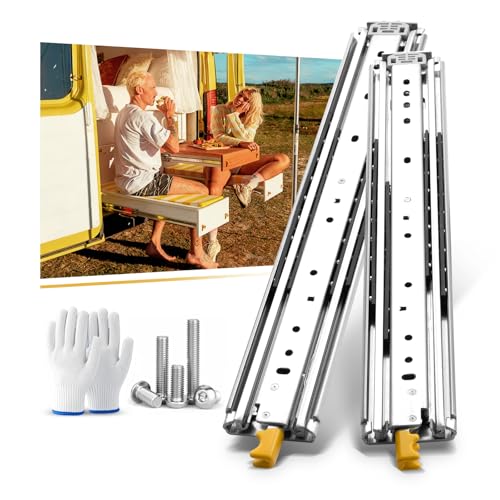 Drawer Slides Heavy Duty Locking 24 Inch, Ball Bearing Rails Track, Full Extension Ball Bearing Runners with Lock, 3" Width Up to 300 lbs Load Capacity,1 Pair - size: 24 Inch, style: With lock(W:76mm)