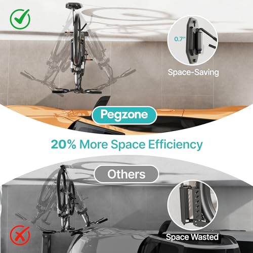 PEGZONE Swivel Bike Wall Mount, Heavy Duty Vertical Bike Rack with Fixed Hooks for Garage Storage, Wall Mounted Bicycle Hangers Holds up to 77 lbs for Indoor, 4 Pack - size: 4 Pack