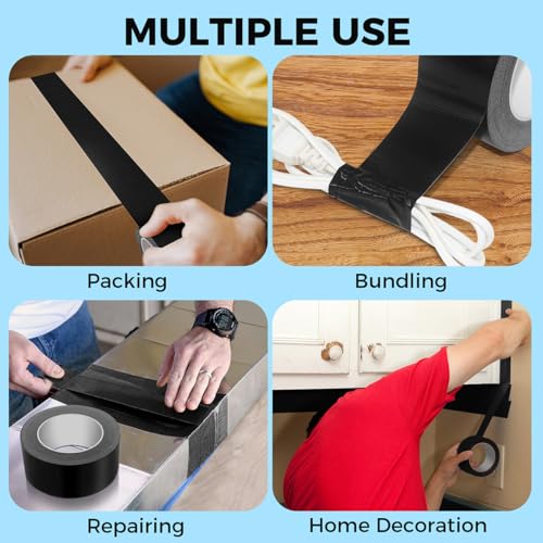 Duct Tape, 2 Inch x 35 Yards, 1 Roll, Waterproof and Heavy Duty, Tear by Hand, for Packing Repairing and Crafts (Black) - color: Black
