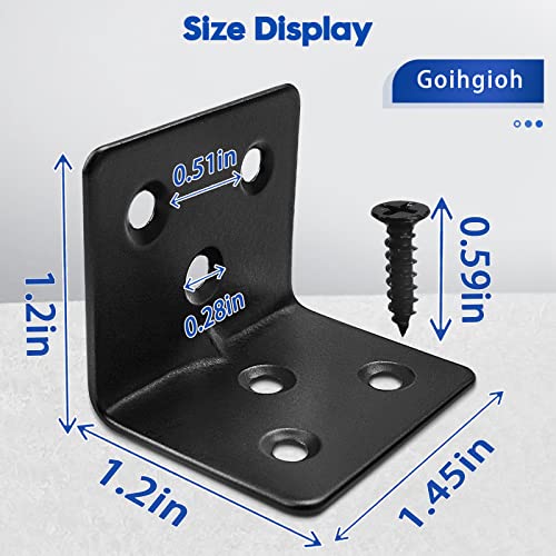 26PCS Black L Brackets for Wood with 156PCS Screws, Stainless Steel Corner Braces Metal Small L Brackets for Shelves, Heavy Duty Angle Brackets for Bed Table Leg Frame Cabinet - style: 26pcs