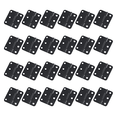 Antrader Flat Black Asymmetric Door Hinge Cabinet Gate Closet Hinge 1-1/2'' Long Home Furniture Hardware 24-Pack - color: Black, size: 1.5" X 1.3", 24pcs