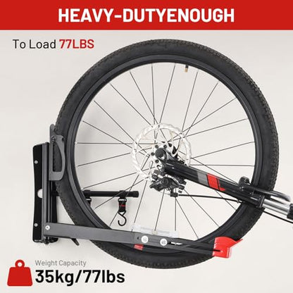 Bike Wall Mount Rack Adjustable & Foldable Garage Bike Rack with Swivel Design & 2 Storage Hooks, Fits 20"-29" Bikes, Holds Up to 77 lbs, Easy Install & Space-Saving Bike Storage 2 Pack - style: Type A：2 Pack