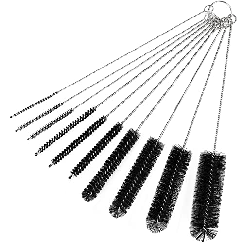 CiaraQ Bottle Cleaning Brushes, 9.8 Inch Nylon Tube Brush Set, Cleaner for Narrow Neck Bottles Cups with Hook, Set of 10pcs - color: Black, size: 9.8 Inch (10pcs)