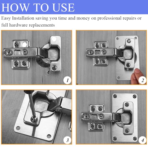 2 Pack Cabinet Door Hinge Repair Plates Cabinet Hinge Repair Replacement Brackets Board Hinges Repairs Fixing Plates with Screw Thicken Durable Stainless Steel for Kitchen Cupboard Locker Furniture - size: 3.54x2.36 inch-2P
