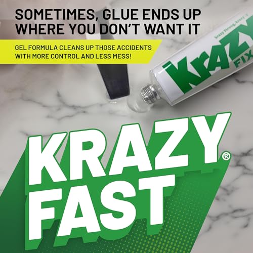 Krazy Fix Super Glue Remover, Gel Formula for Maximum Control, Removes Hardened Glue from All Surfaces (2 x 0.3 oz Tubes)