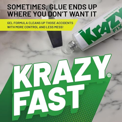 Krazy Fix Super Glue Remover, Gel Formula for Maximum Control, Removes Hardened Glue from All Surfaces (2 x 0.3 oz Tubes)