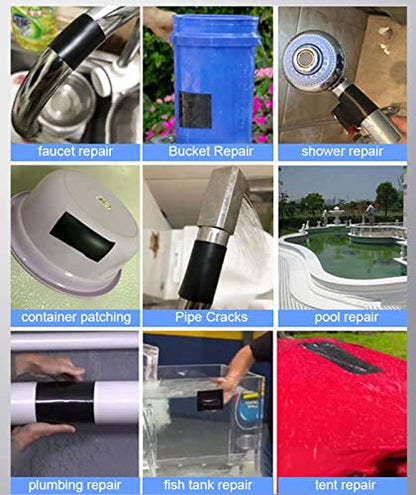 Flexible Rubberized Waterproof Tape, 4 in x 5 ft Patch & Seal Tape for Leaks, Working Underwater, Indoor Outdoor Use - Home RV Roof Plumbing and Pool Repairs, Black