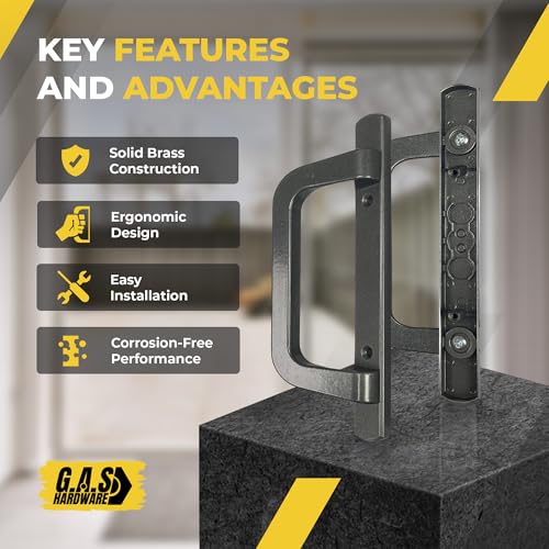 8.5" PGT Sliding Patio Glass Door Complete Handle Kit Set Replacement | Mortise Lock, Keepers, Screws, Latch Lever - 3-15/16" Hole Spacing - Fix and Repair Door Hardware - Bronze - color: Bronze