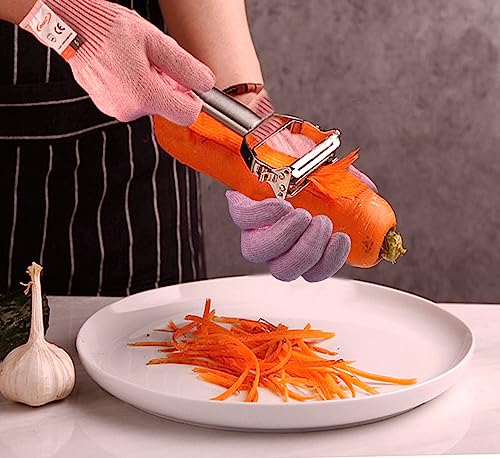 Cut Resistant Gloves, 1 Pairs of Food Grade Cut Resistant Gloves, Cutting Gloves for Kitchen, Oyster Shucking, Fish Fillet Processing, Carving Wood and Gardening(Small-Pink) - color: Pink, size: Small (Pack of 2)