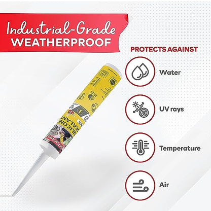 XFasten White Silicone Caulk Bulk 10.1oz (16-Pack, 161.6oz Total) Odorless 100% Silicone Paintable Waterproof Sealant for RV Caulking Exterior, Bathtub Caulk, Window | Weatherproof Bathroom Caulk - size: 16-Pack